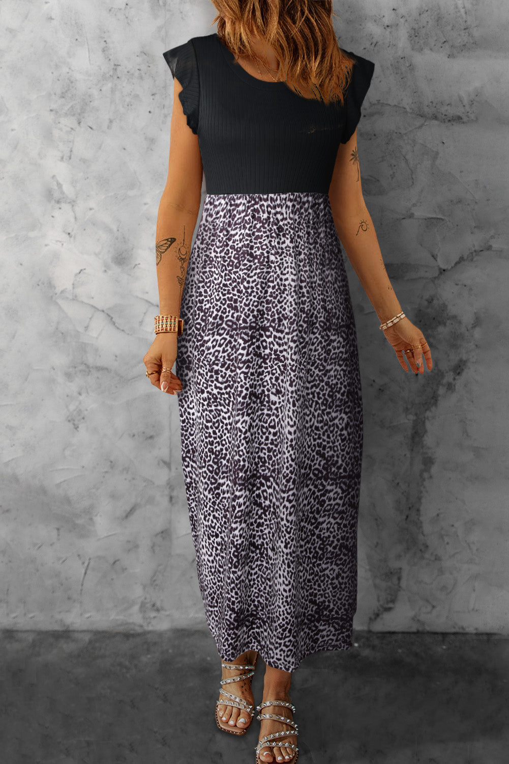 Leopard Print Sling Neck Sleeveless Dress - Image 9
