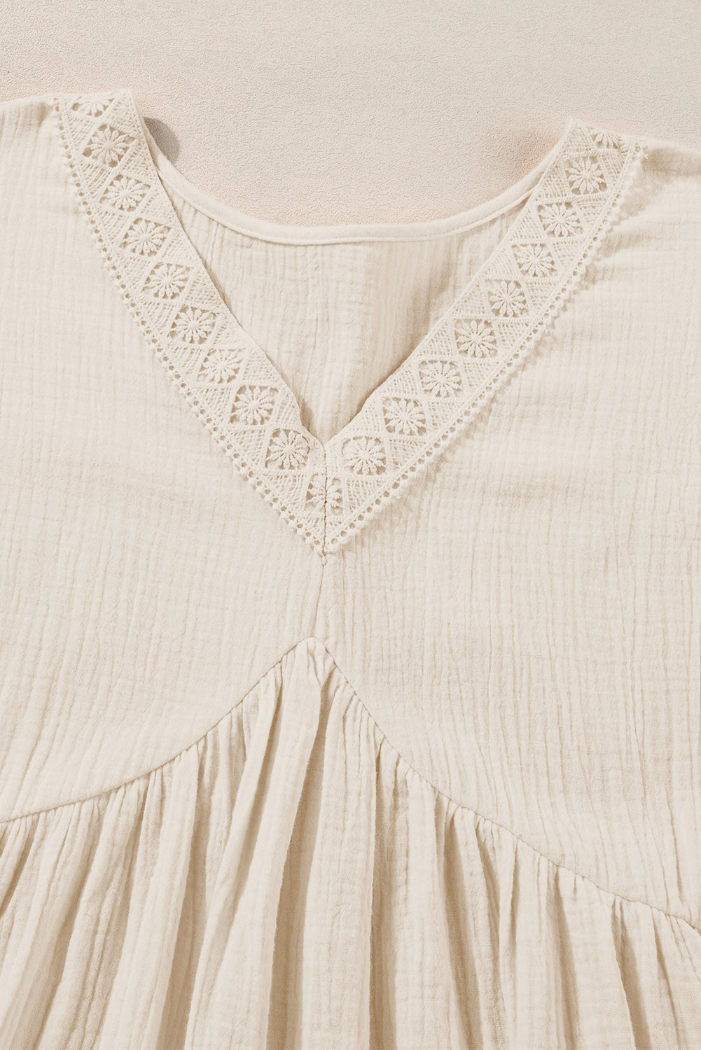 Casual Holiday Lace Stitching Waist V Neck Mini Dress - Image 17
