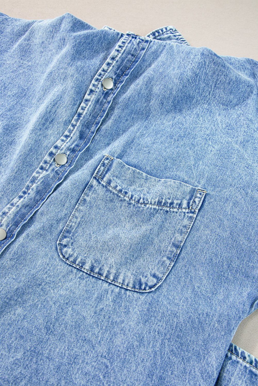 Denim Shirt Dress with Button Pockets - Image 20