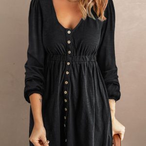 Casual Round Neck Print Long Sleeve Dress