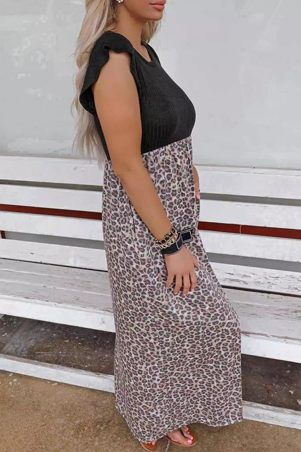 Leopard Print Sling Neck Sleeveless Dress - Image 6