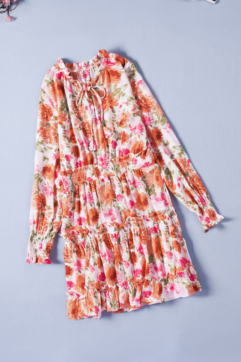 Casual Print Knee Long Sleeve Tunic Dresses - Image 12