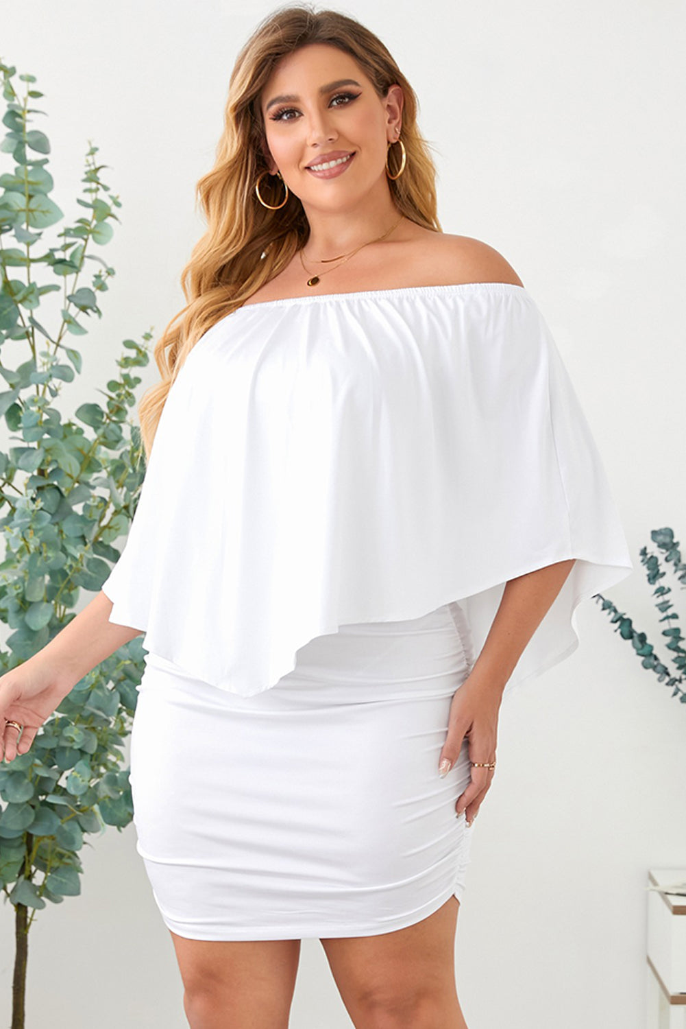 One shoulder Waisted Three-quarter Sleeve Dress - Image 24