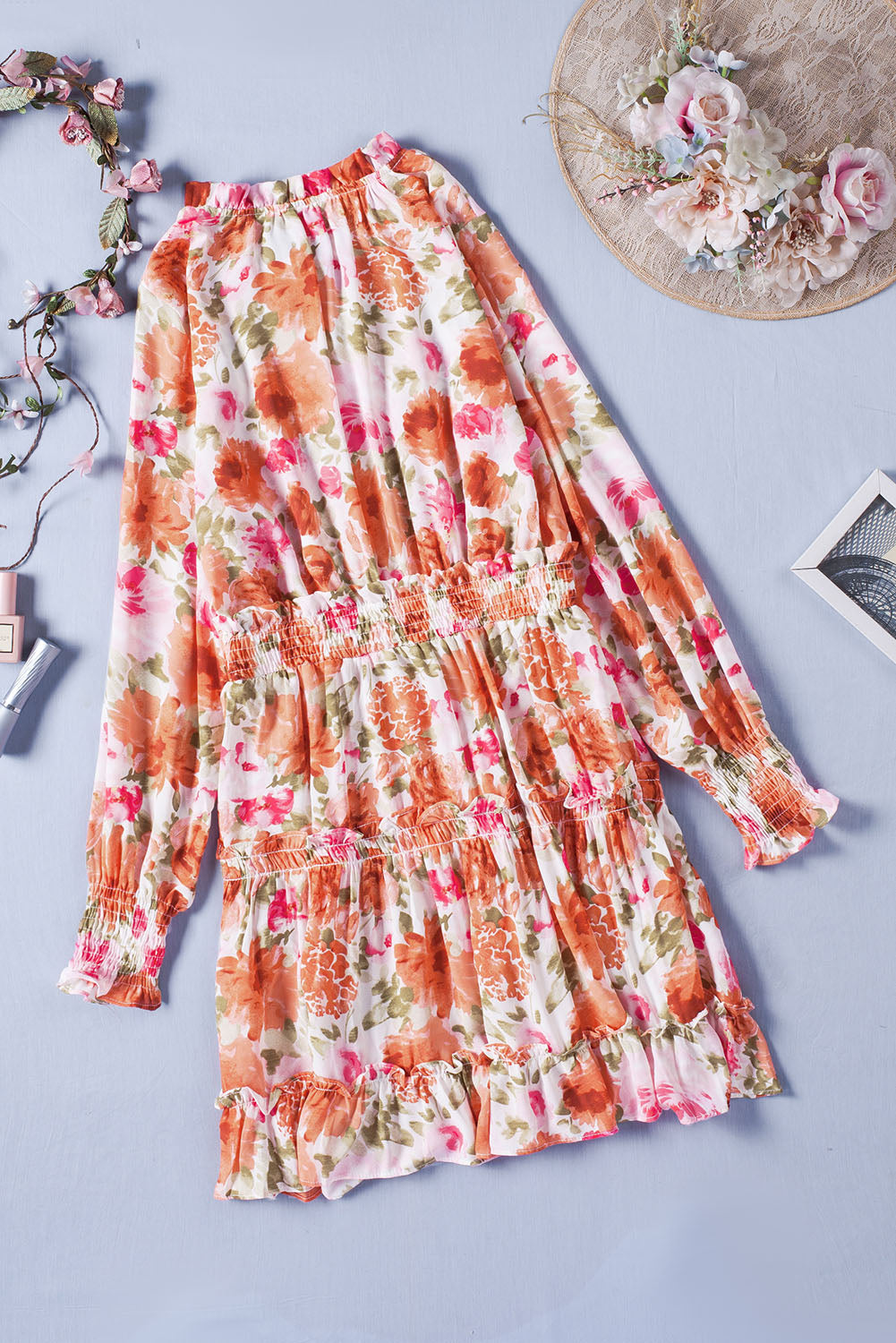 Casual Print Knee Long Sleeve Tunic Dresses - Image 14