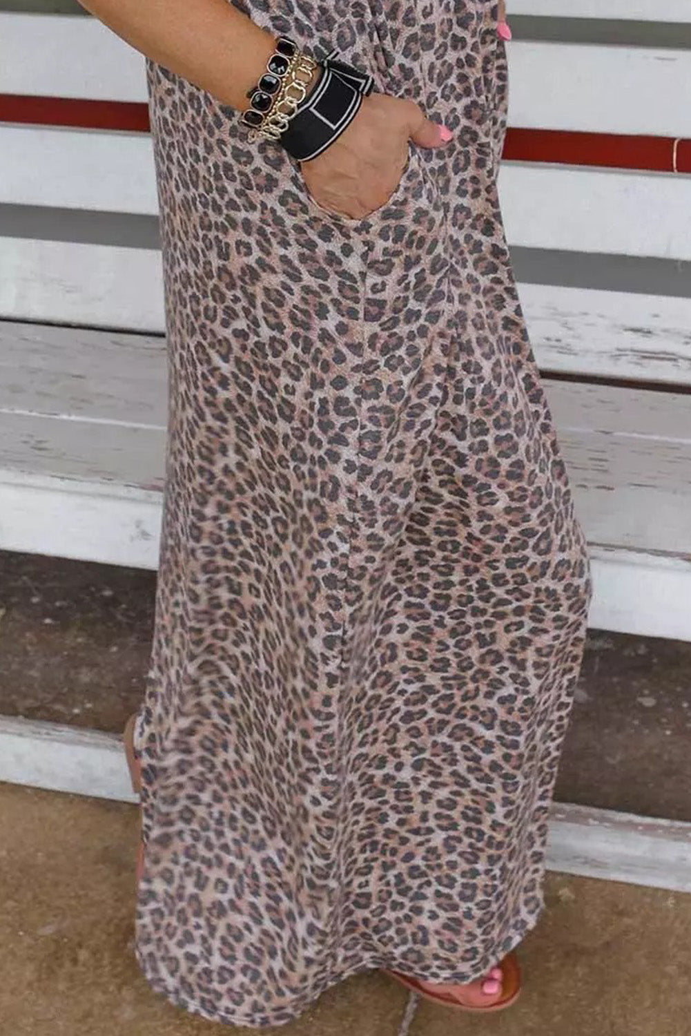 Leopard Print Sling Neck Sleeveless Dress - Image 8