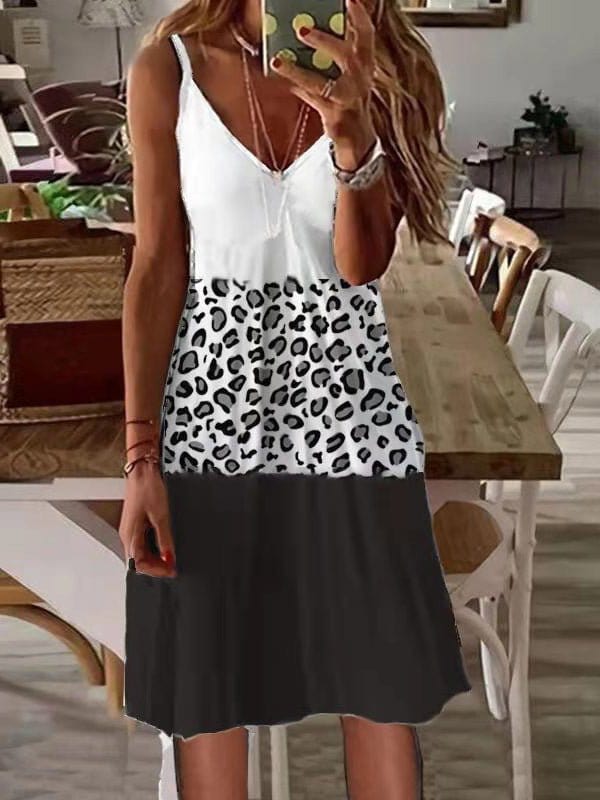Leopard Print Sling Neck Sleeveless Dress - Image 4