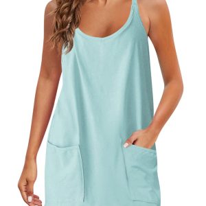 Spaghetti Strap Sundress Athletic V Neck Mini Dress