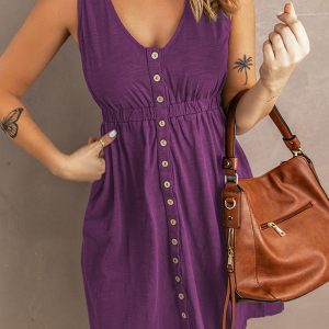 Sexy Pure Color Strapless Waist Sleeveless Mini Dress