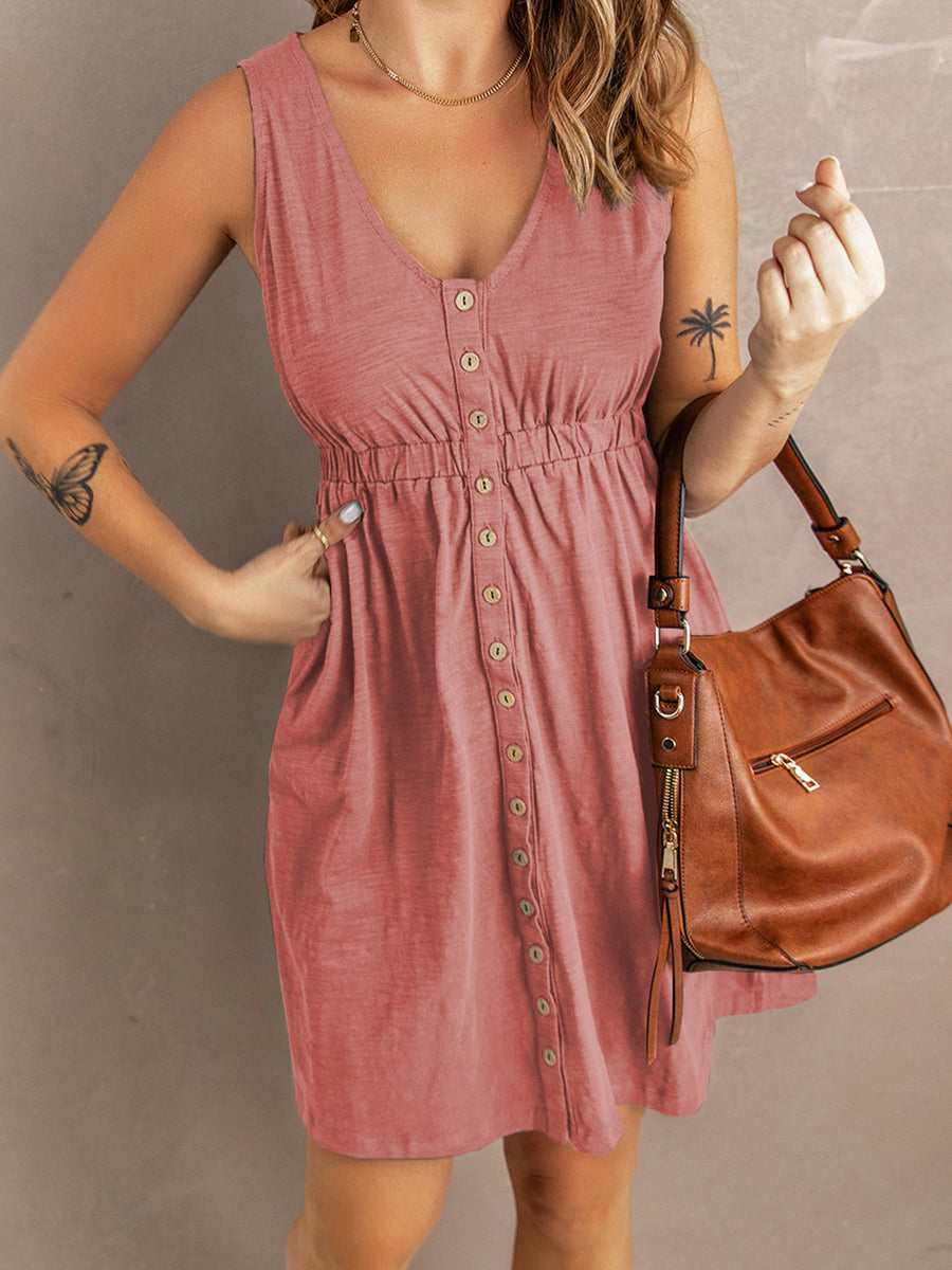 Sexy Pure Color Strapless Waist Sleeveless Mini Dress - Image 3