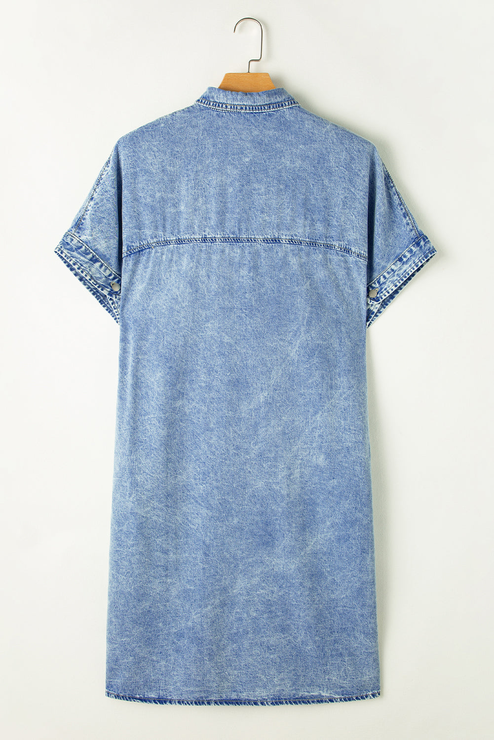 Denim Shirt Dress with Button Pockets - Image 16