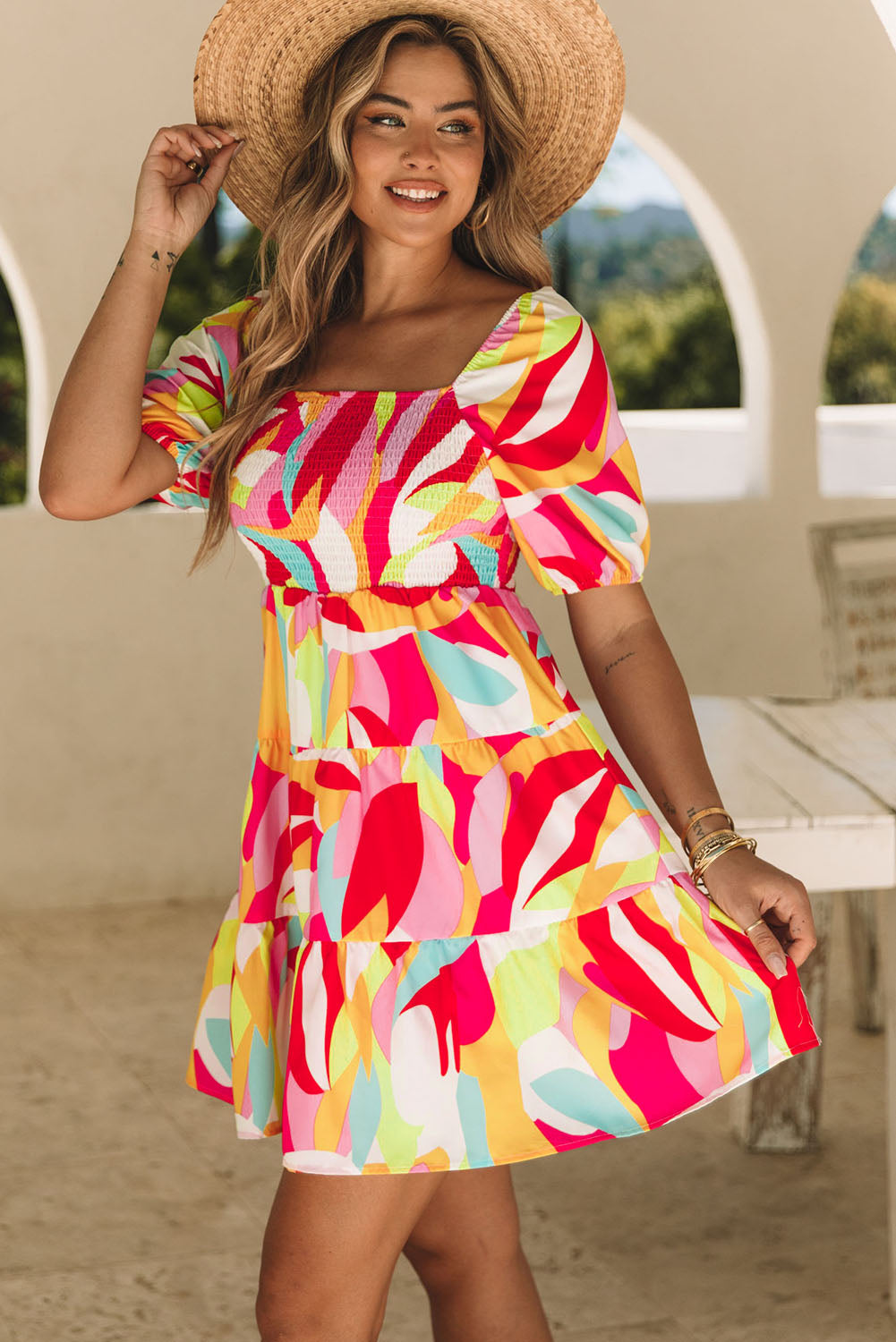 Comfortable Floral Print And Pockets Loose Fit Sleeveless Mini Dress - A-Line - Jewel - Image 5