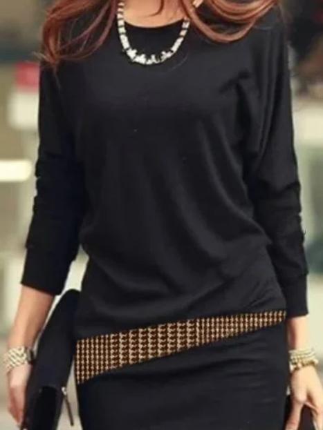Batwing Style Loose Round Neck Long Sleeve Dress - Image 8
