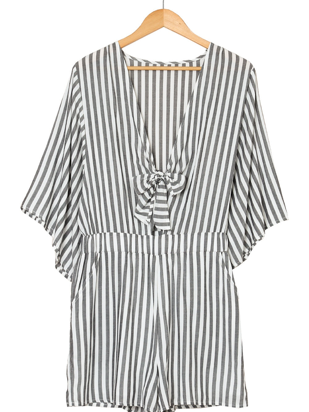 Check Print Buttons Lace-Up Shirt Dress - Image 22