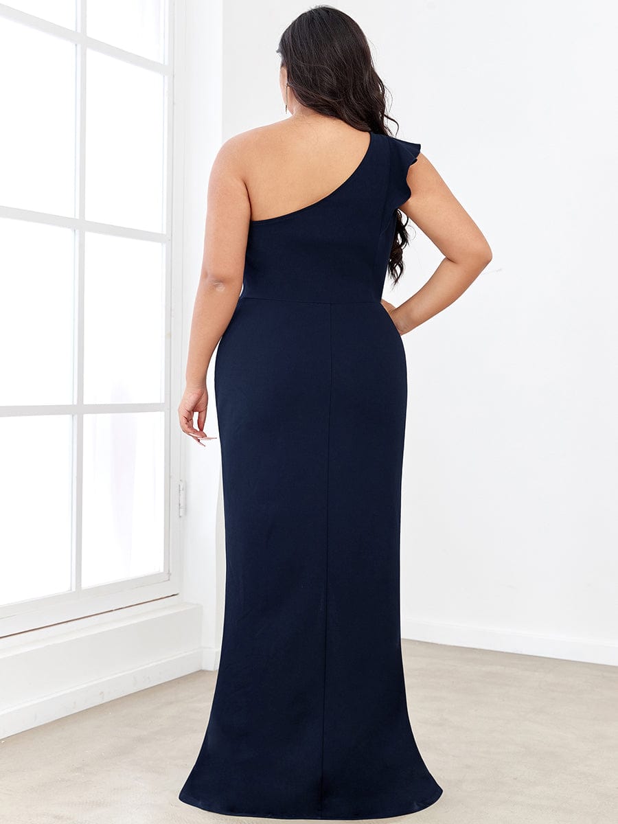 Elegant Plus Size Asymmetrical Shoulder Pencil Cocktail Gowns - Image 12