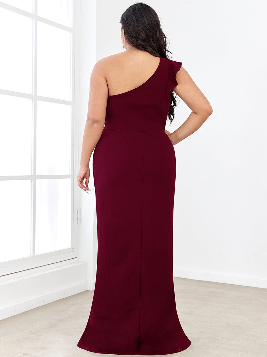 Elegant Plus Size Asymmetrical Shoulder Pencil Cocktail Gowns - Image 17
