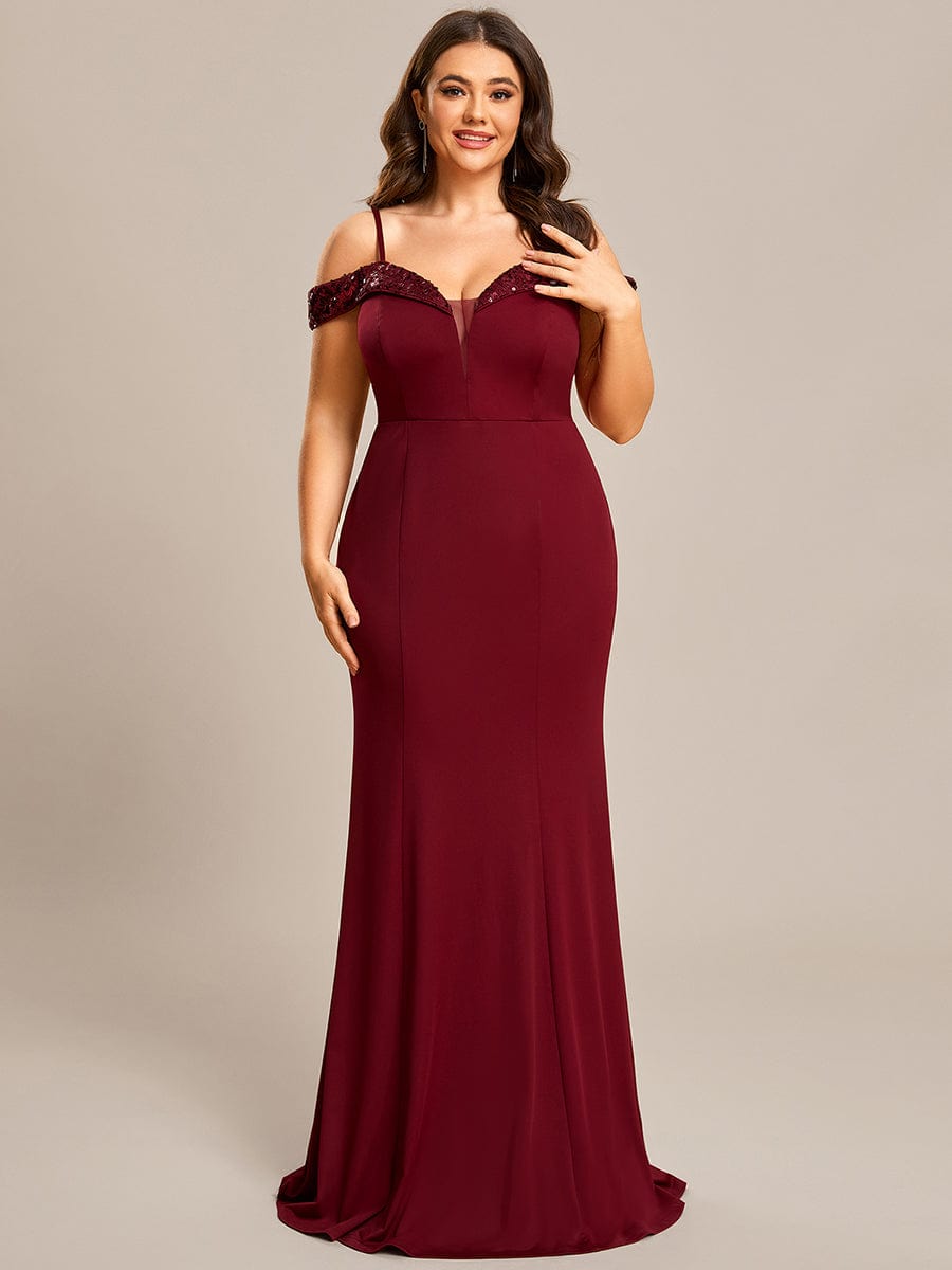 Elegant Sequined Off-Shoulder Mermaid Evening Gown - Image 17