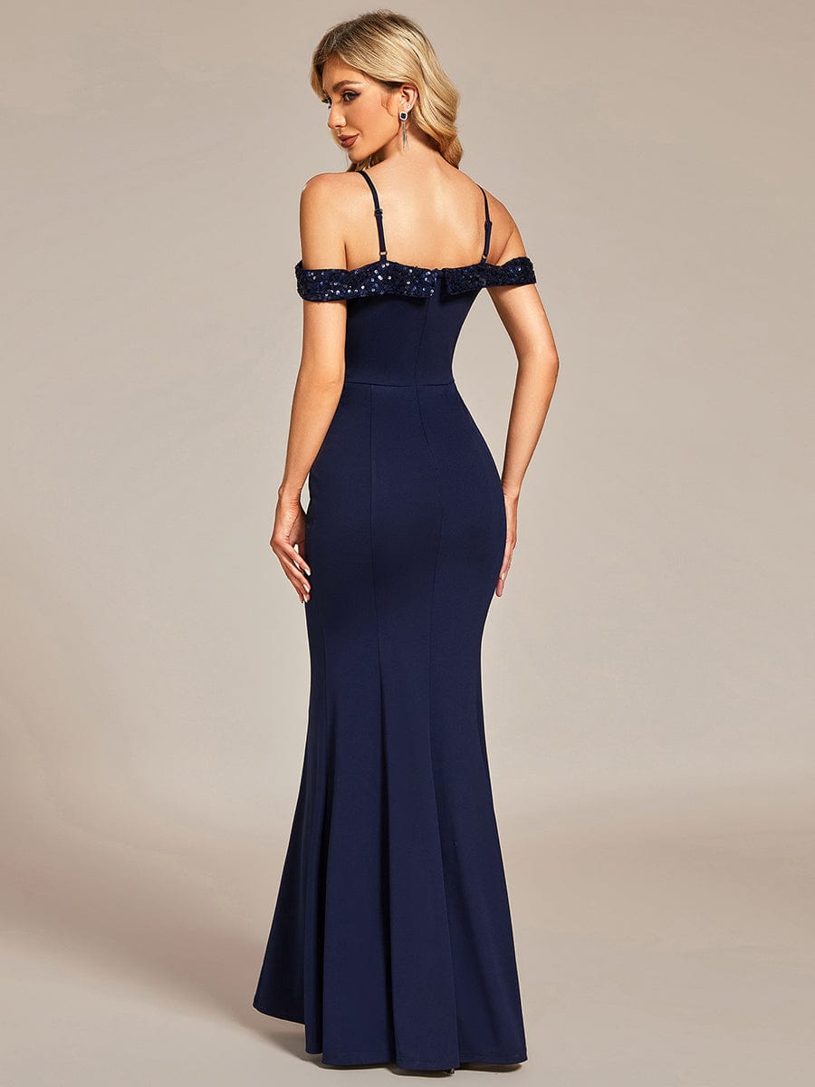 Elegant Sequined Off-Shoulder Mermaid Evening Gown - Image 12