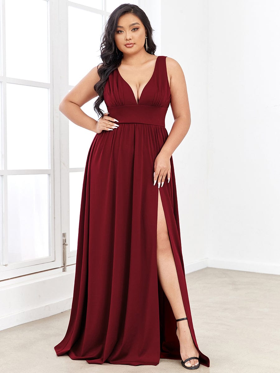 Elegant Sleeveless Bridesmaid Dress with Deep V Neck and A-Line Silhouette - Image 21