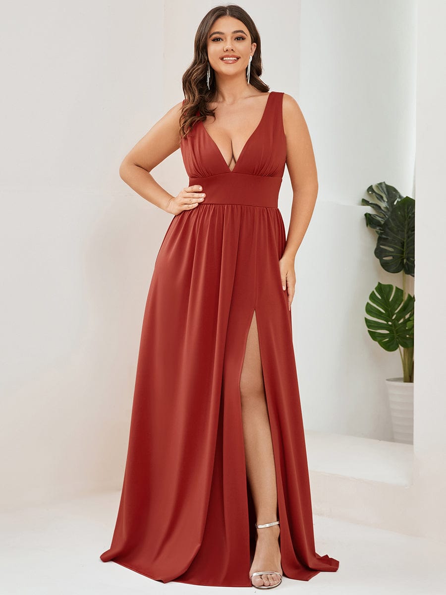 Elegant Sleeveless Bridesmaid Dress with Deep V Neck and A-Line Silhouette - Image 71