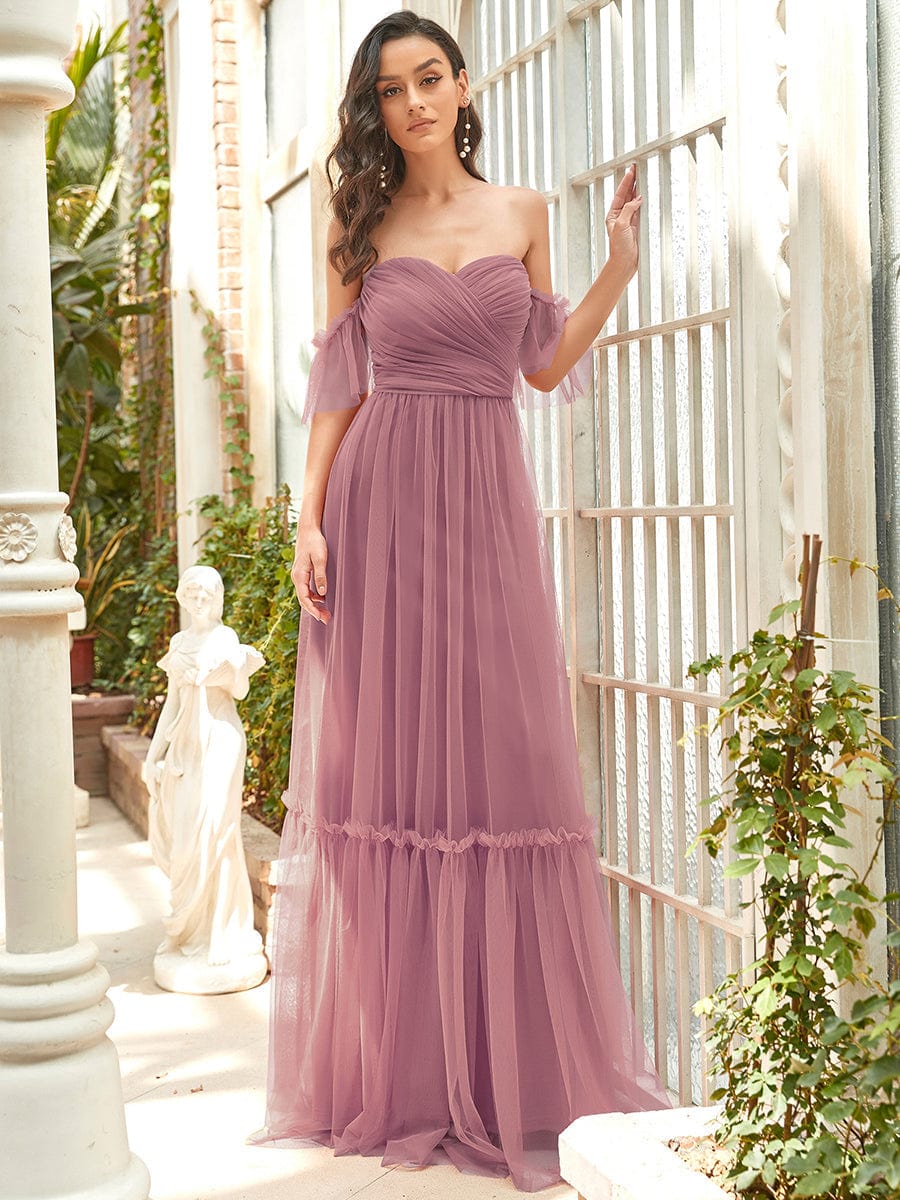 Elegant Strapless A Line Evening Gown with Cascading Ruffles - Image 11