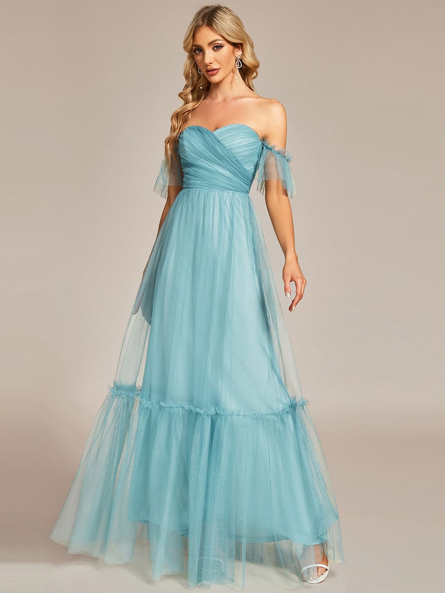 Elegant Strapless A Line Evening Gown with Cascading Ruffles - Image 36