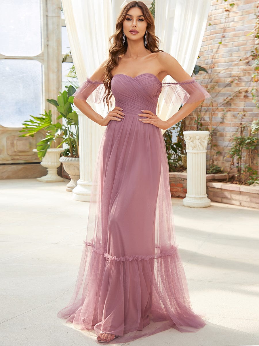 Elegant Strapless A Line Evening Gown with Cascading Ruffles - Image 16