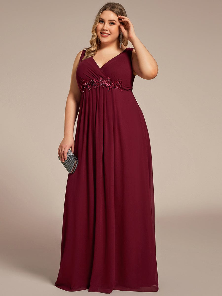 Elegant V-Neck Applique A-Line Evening Gown - Image 7