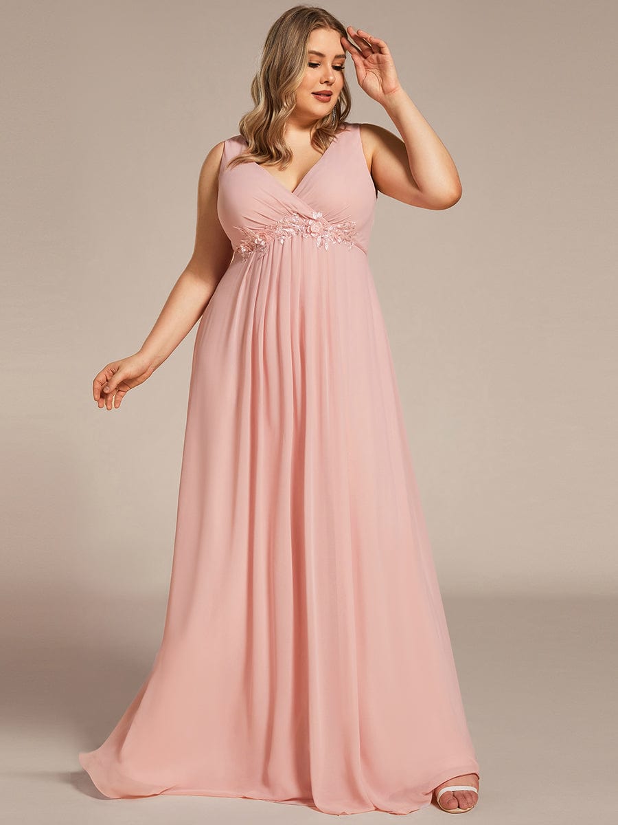 Elegant V-Neck Applique A-Line Evening Gown