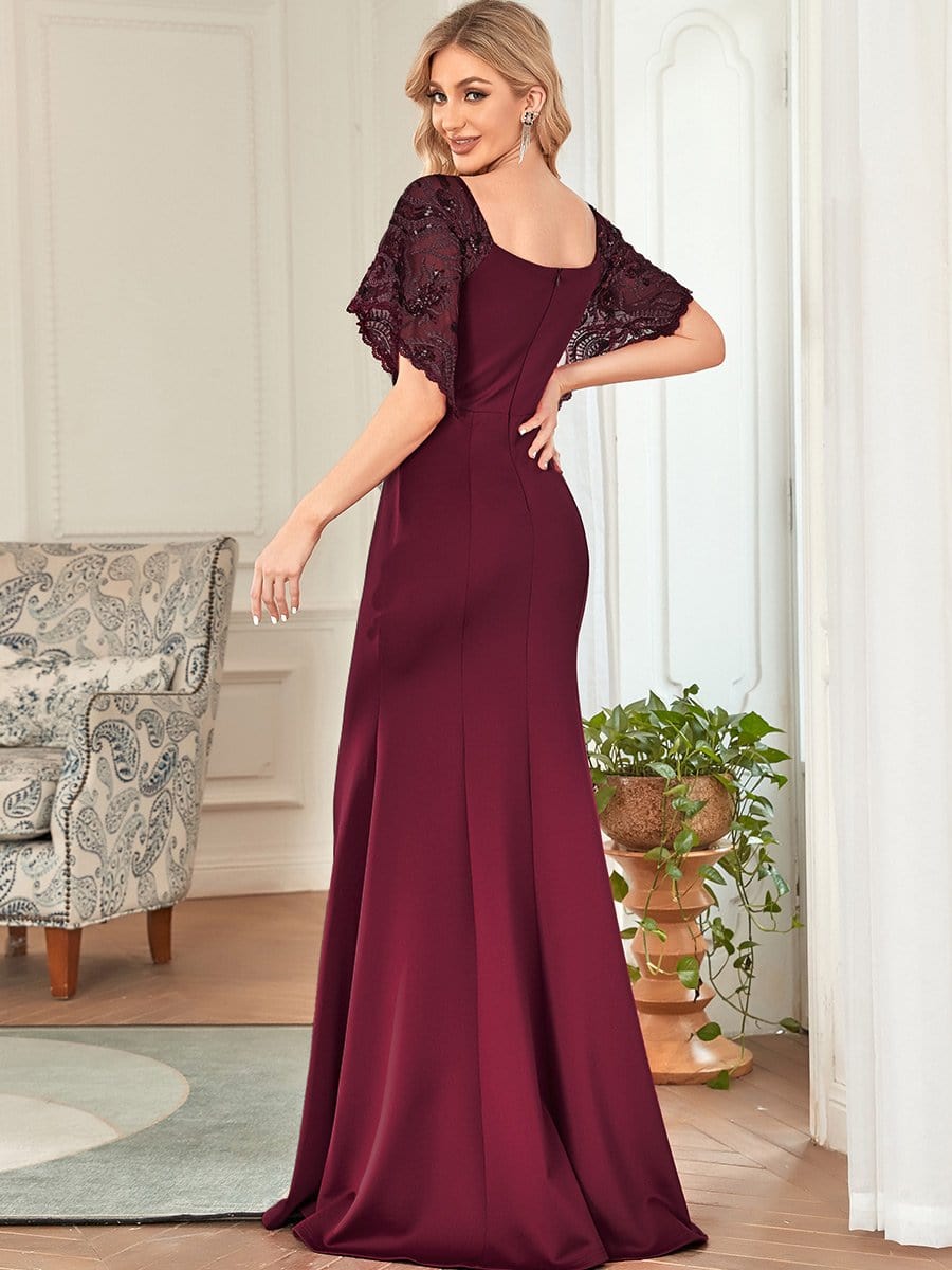 Flirty Sequined V-Neck Maxi Party Dress with Flare Sleeves - Image 18