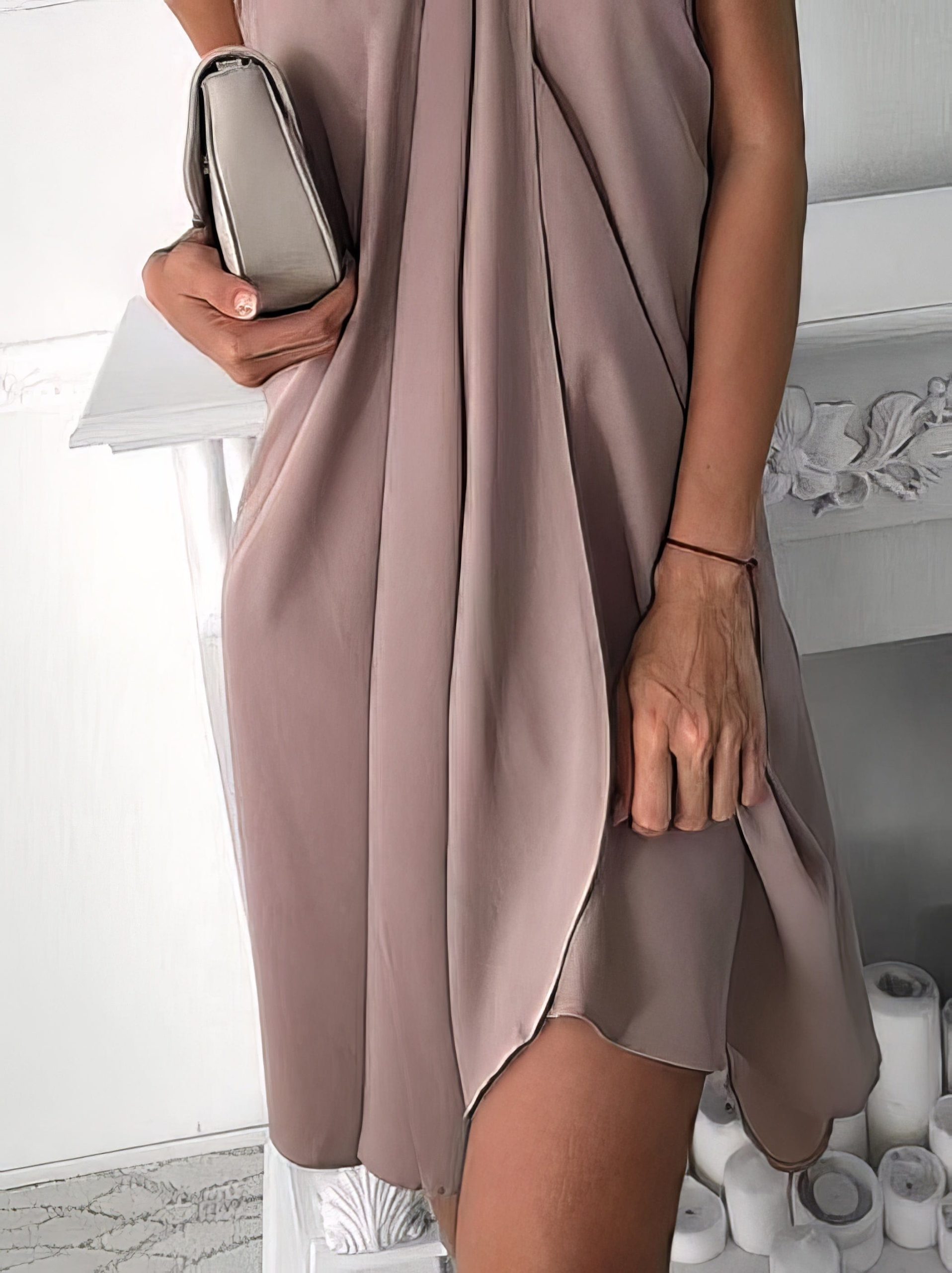 Halter Style Loose Irregular Dress for Casual Chic - Image 3