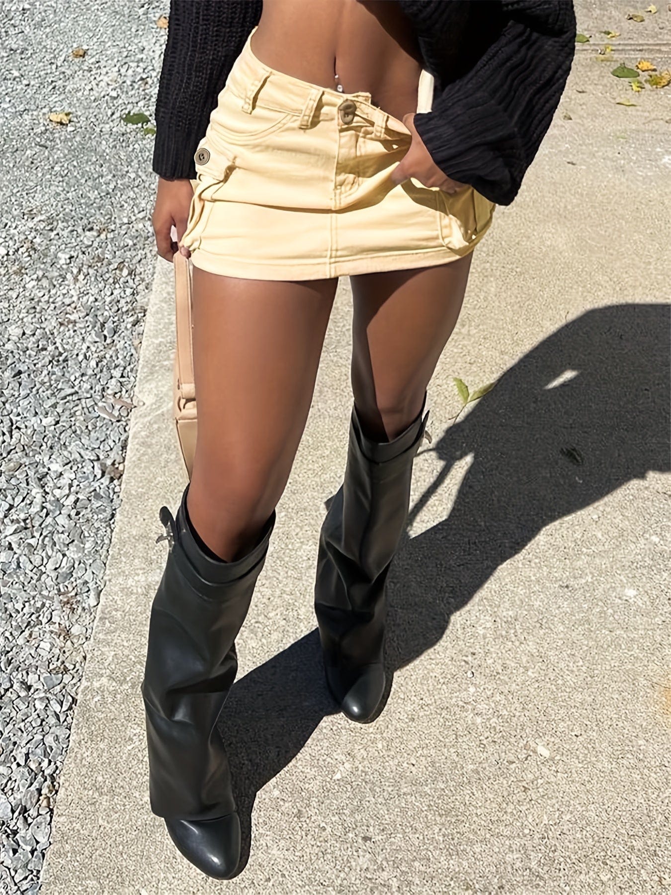 Solid Y2K Style Slim Fit Short Denim Mini Dress - Image 3