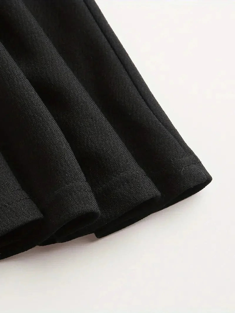 Chic Pleated Skater Skirt Mini Dress with High Waist - Image 9