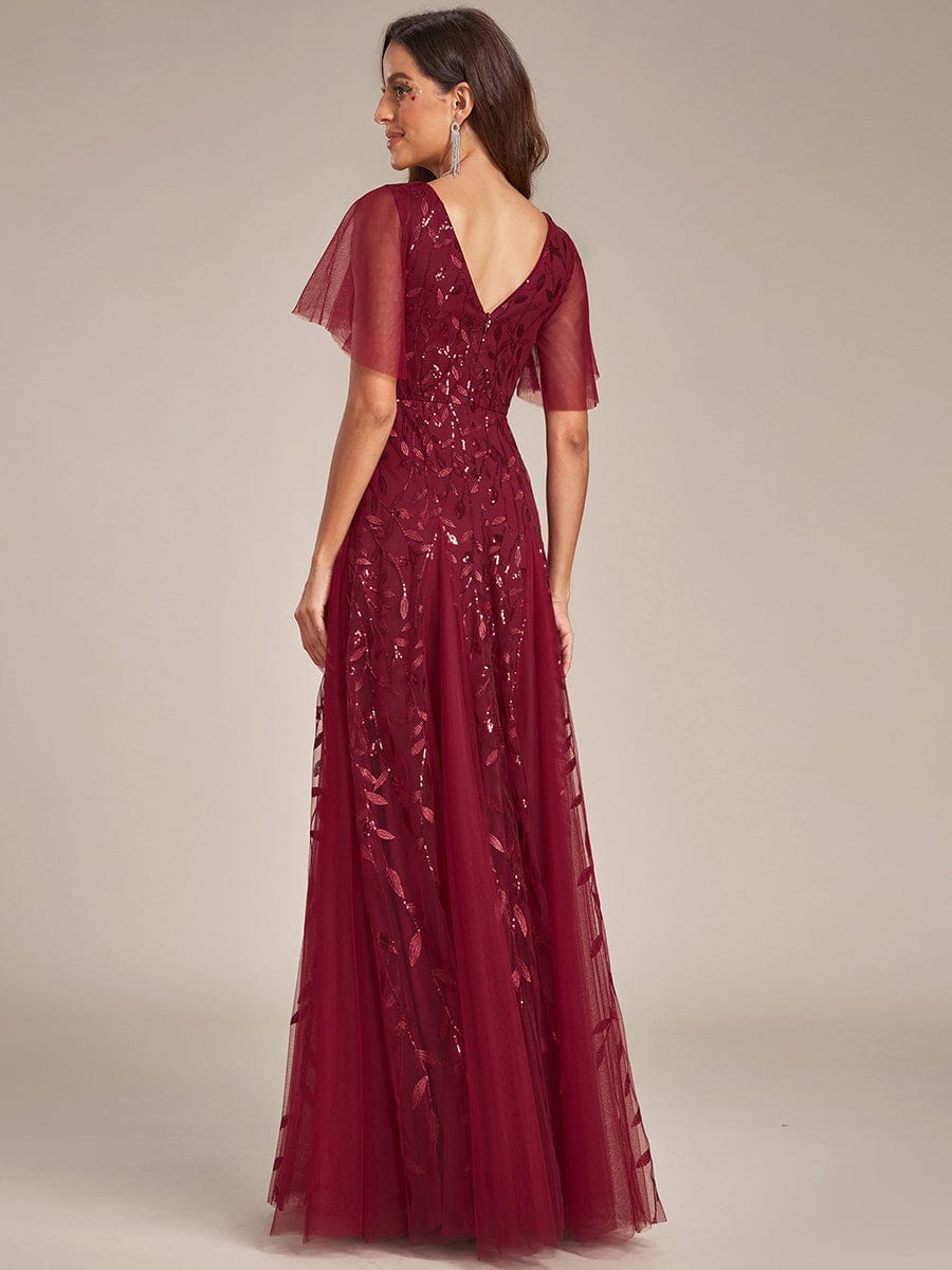 Sequin Embellished Deep V-Neck Plus Size Evening Dress - Image 27