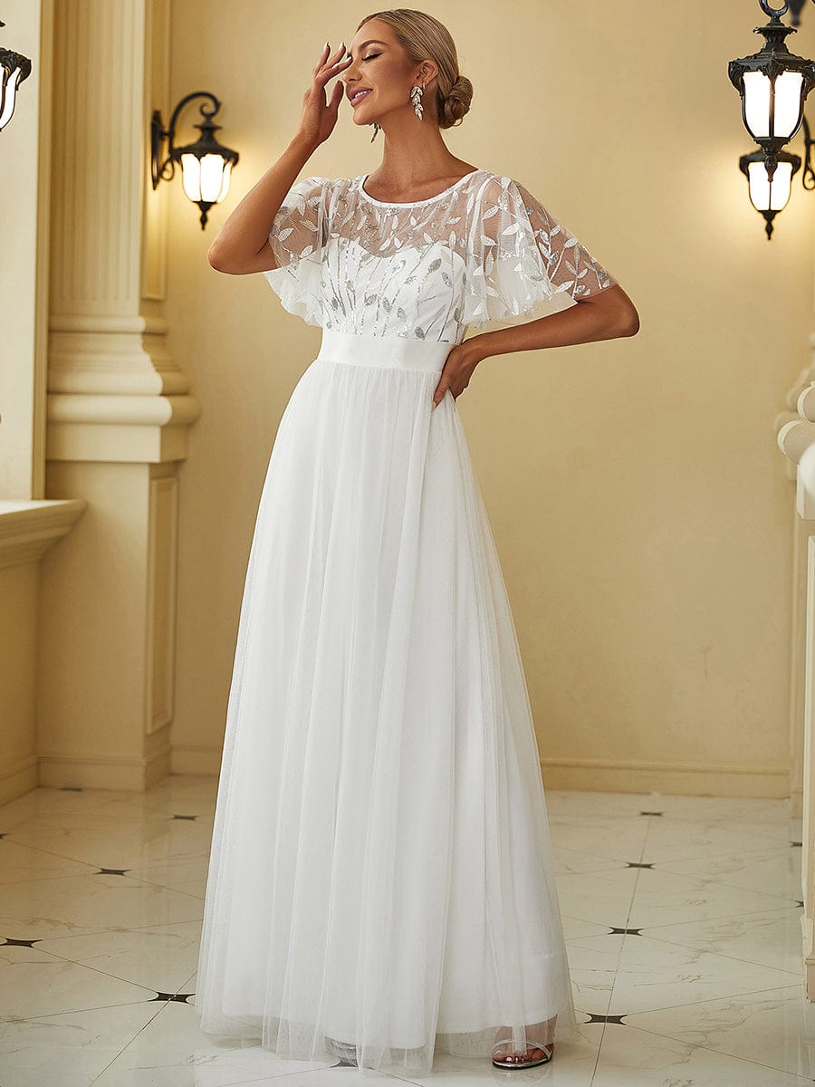 Shimmering Sequin Printed Cap Sleeve Evening Gown - Image 42