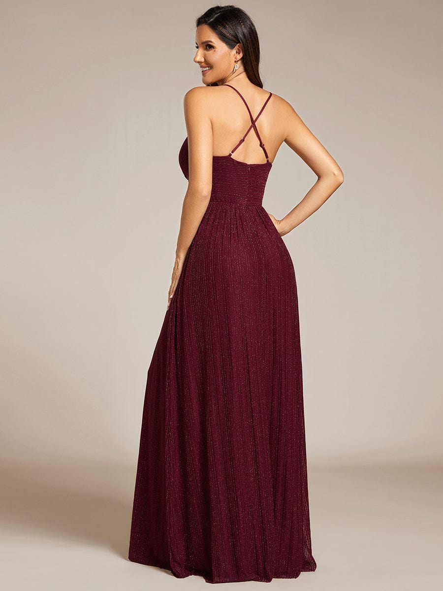 Shimmering Sleeveless Cross Back Evening Gown for Wholesale Buyers - Image 9