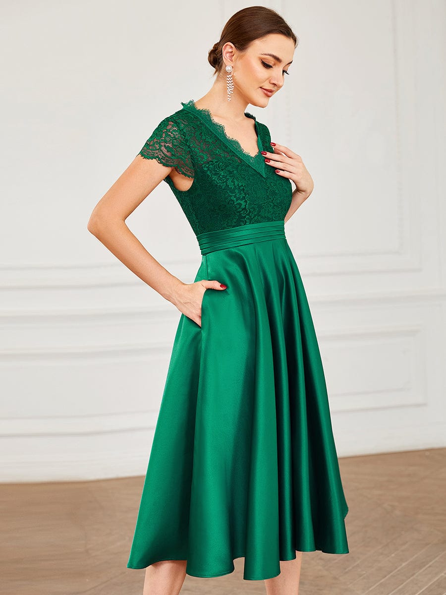 Short Sleeve Knee-Length Evening Dress for Women - Image 20
