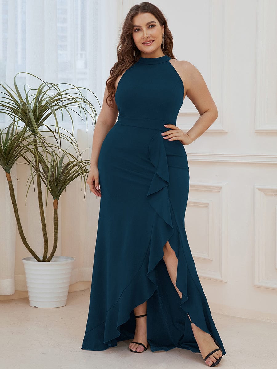 Sleeveless Halter Neck Pencil Evening Gowns - Image 22