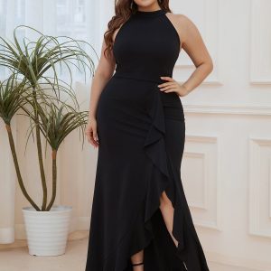 Sleeveless Halter Neck Pencil Evening Gowns