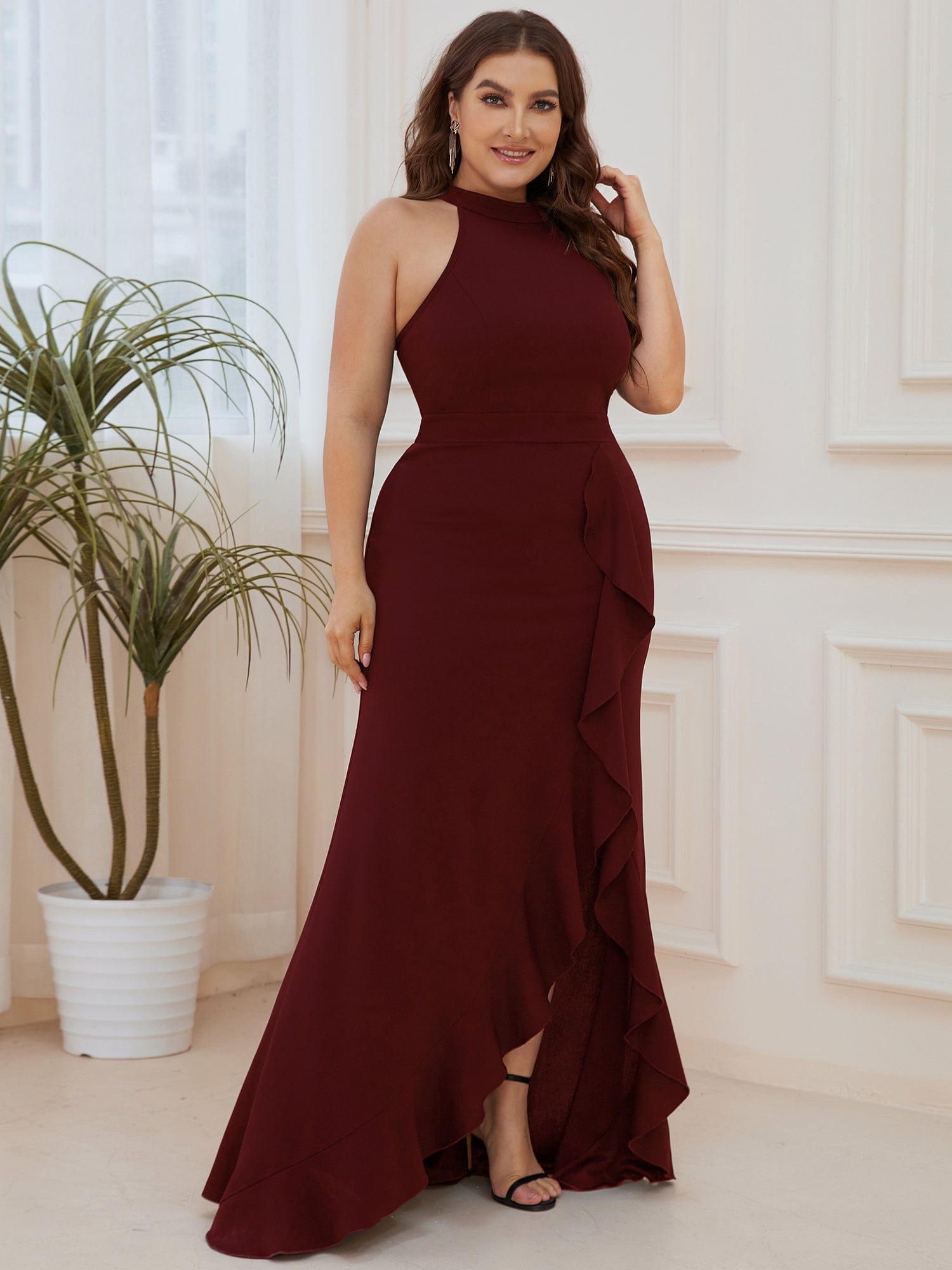 Sleeveless Halter Neck Pencil Evening Gowns - Image 15