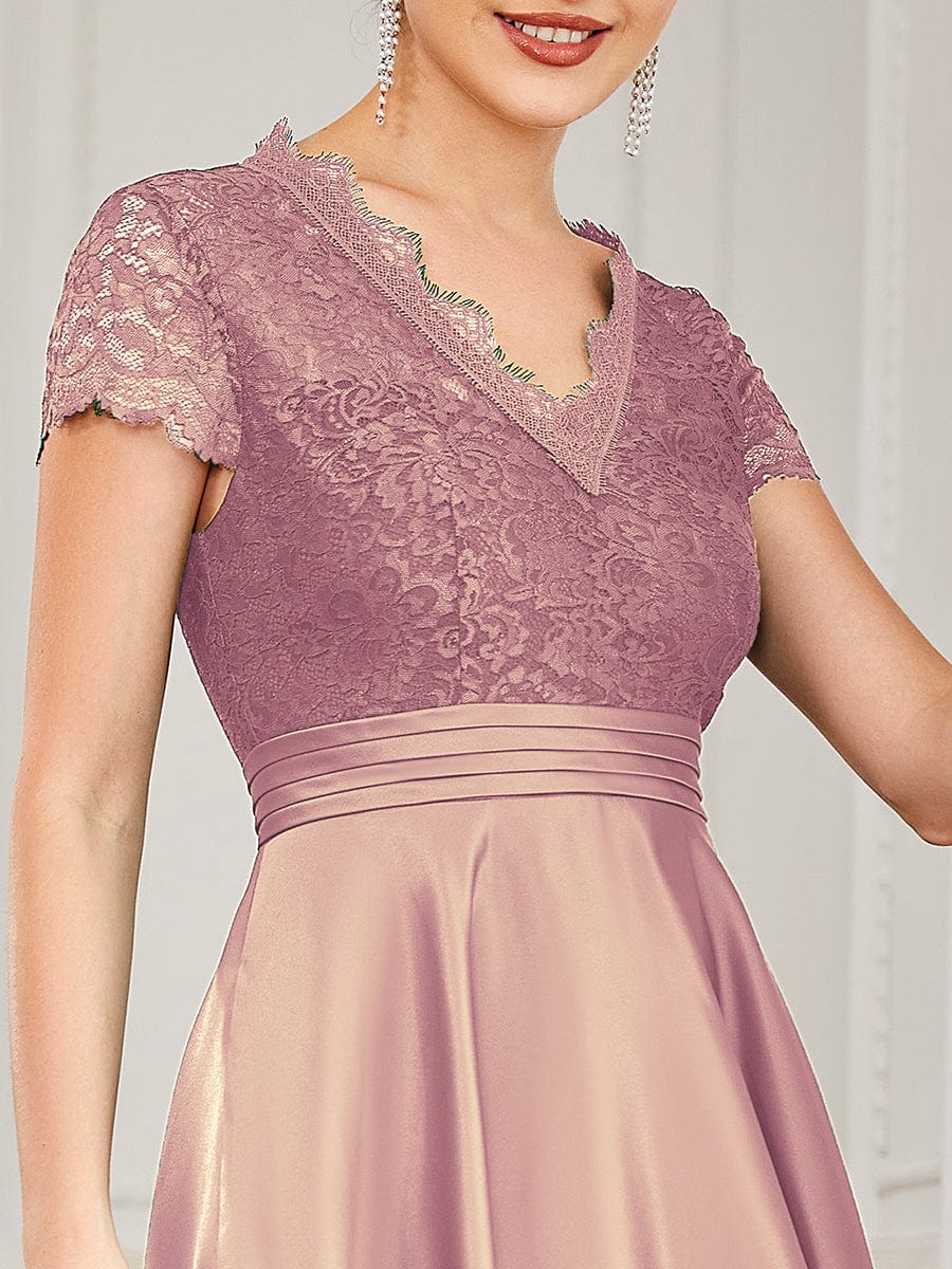 Stylish Knee-Length Women's Cocktail Dress with Short Sleeves - Image 30