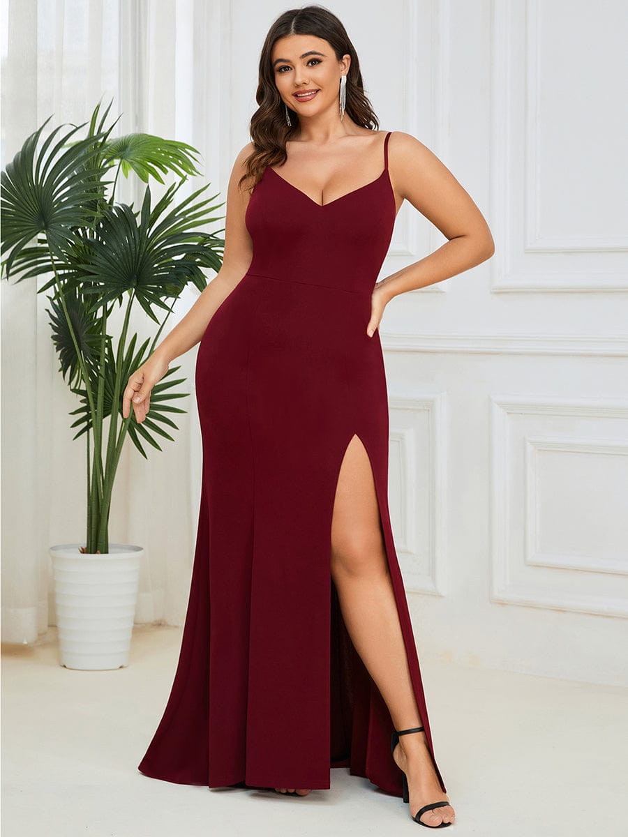 Sultry Deep V-Neck Fishtail Evening Gown - Image 17