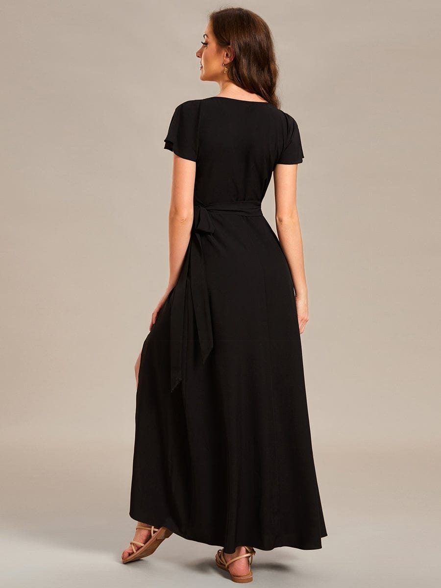 V-Neck Printed Cocktail Dress with Side Split - Image 8