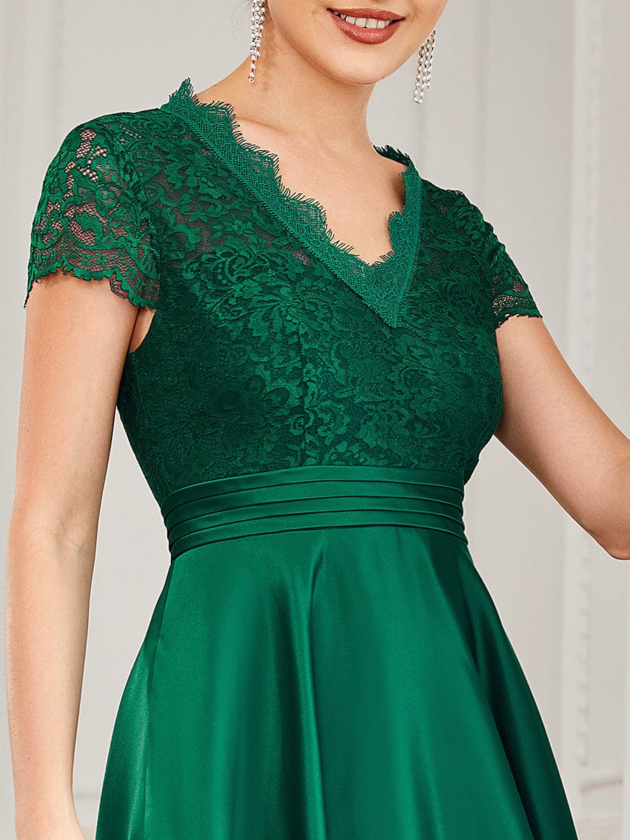 Stylish Knee-Length Women's Cocktail Dress with Short Sleeves - Image 20
