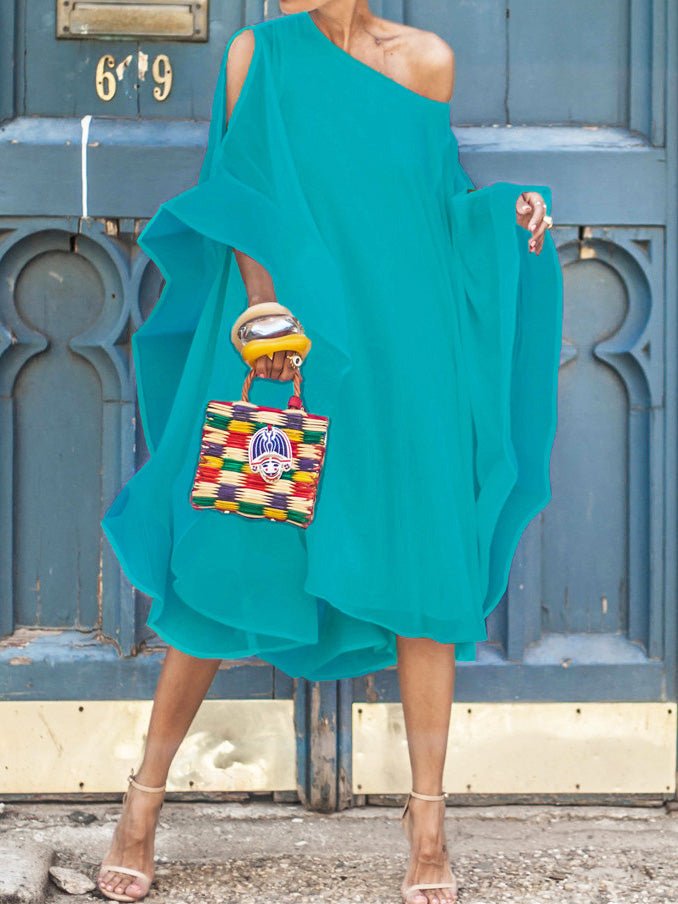 Women's Dresses Chiffon Off Shoulder Irregular Dress - Image 3