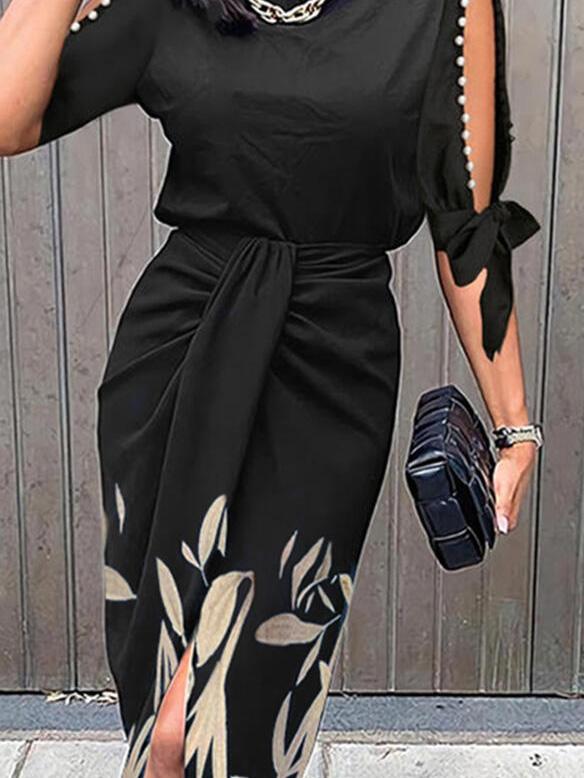 Women's Dresses Hollow Sleeve Printed Casual Midi Dress - Image 4