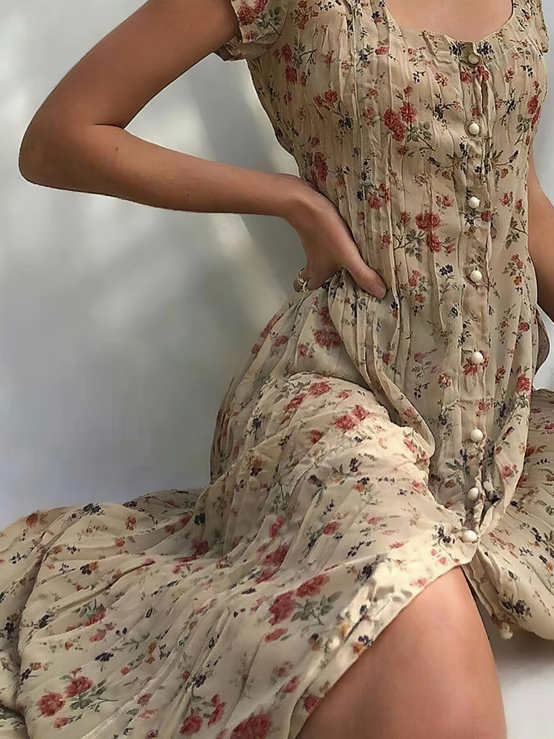 Single Breasted Floral Short Sleeve Dress - Image 10